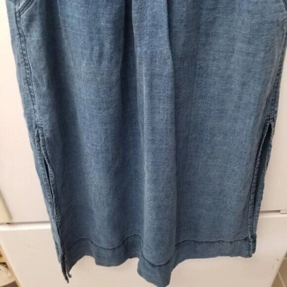 Aritzia Wilfred Gabrielle Chambray Denim Lyocell Linen Midi Skirt Side Slits XXS - Picture 8 of 12